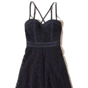 Hollister Black Velvet Skater Festival Dress